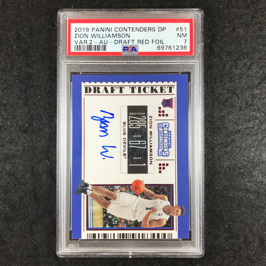 2019 Contenders Draft Picks ZION WILLIAMSON Rookie Auto Red Foil #51 PSA 7 (236)