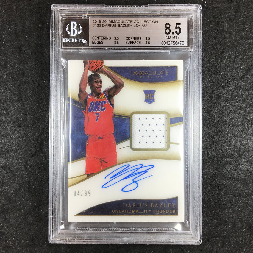 2019 Immaculate DARIUS BAZLEY Rookie Patch Auto 4/99 #123 BGS 8.5 (472)