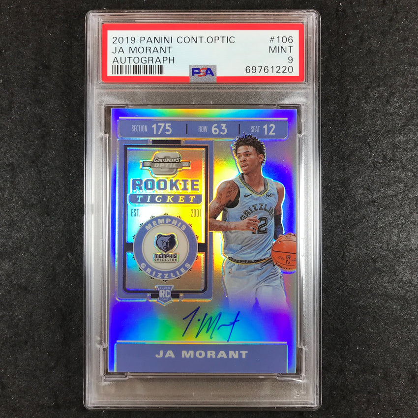 2019 Panini Contenders Optic JA MORANT Rookie Ticket Auto #106 PSA 9 (220)