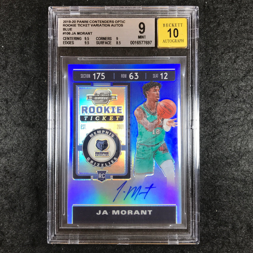 2019 Contenders Optic JA MORANT Rookie Ticket Var Auto Blue 19/99 BGS 9 (697)
