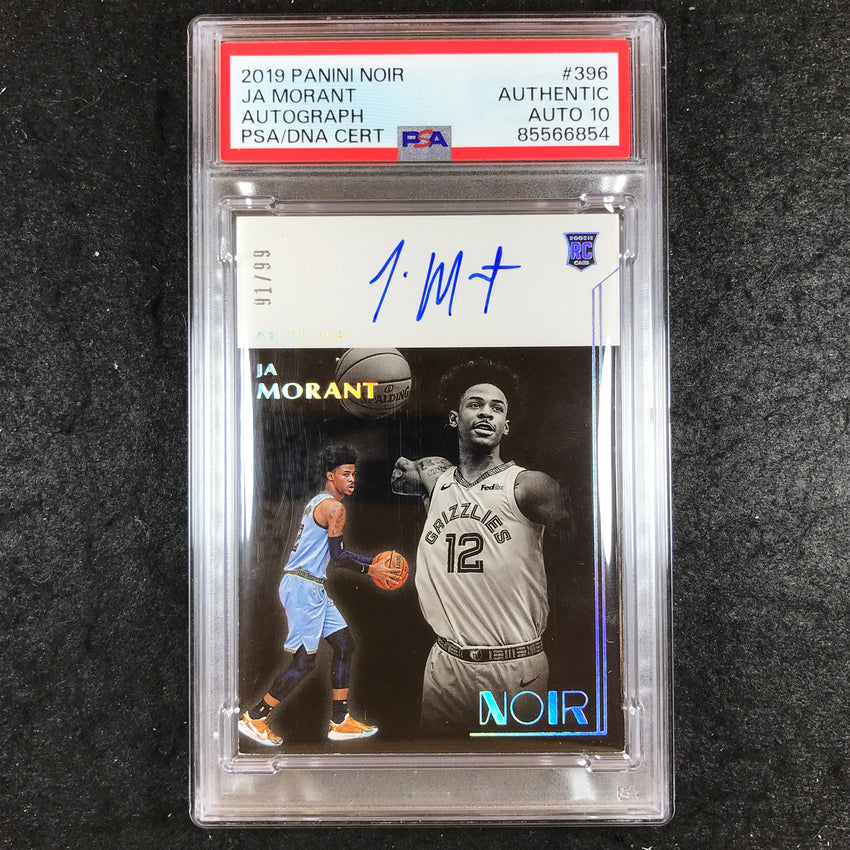 2019 Panini Noir JA MORANT Rookie Auto 91/99 #396 PSA Authentic/Auto 10 (854)
