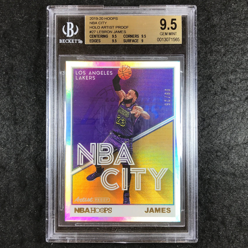 2019 Hoops LEBRON JAMES NBA City Artist Proof Holo 8/25 #27 BGS 9.5 (565)