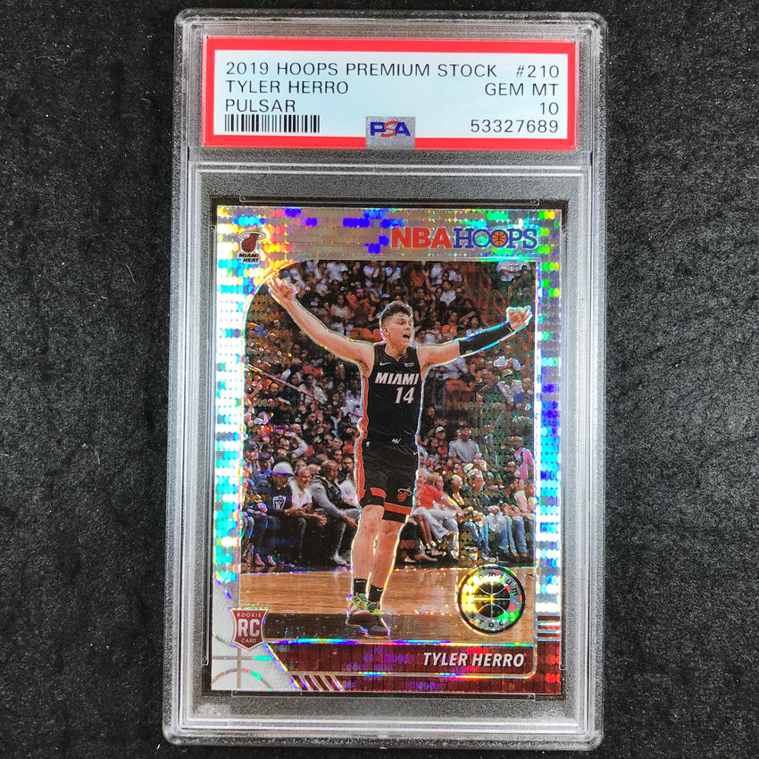 2019 Panini Hoops Premium Stock TYLER HERRO Rookie Pulsar #210 PSA 10 (689)