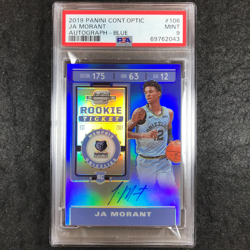 2019 Contenders Optic JA MORANT Rookie Ticket Auto Blue 23/99 #106 PSA 9 (043)