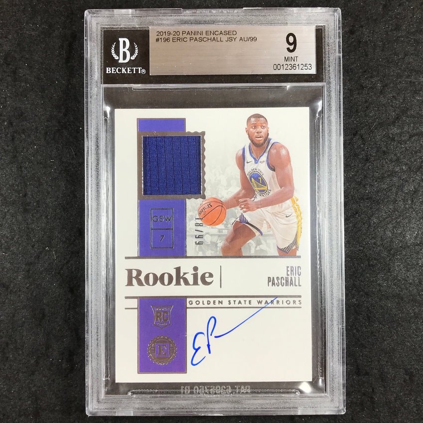 2019 Panini Encased ERIC PASCHALL Rookie Jersey Auto 18/99 #196 BGS 9 (253)