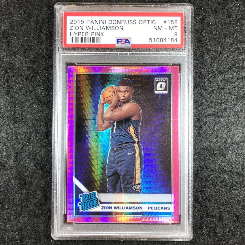2019 Panini Donruss Optic ZION WILLIAMSON Rookie Hyper Pink #158 PSA 8 (184)