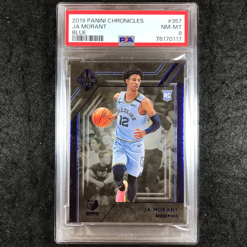 2019 Panini Chronicles JA MORANT Rookie Majestic Blue 70/99 #357 PSA 8 (117)