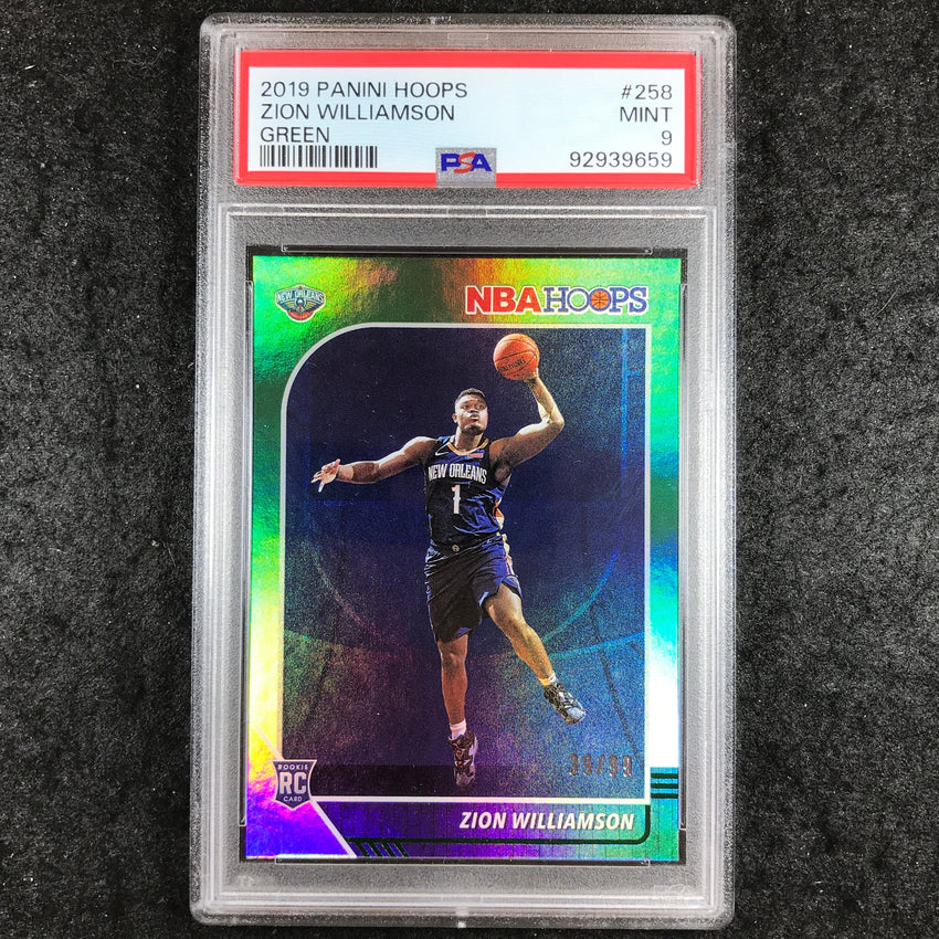2019 Panini Hoops ZION WILLIAMSON Rookie Green 39/99 #258 PSA 9 (659)