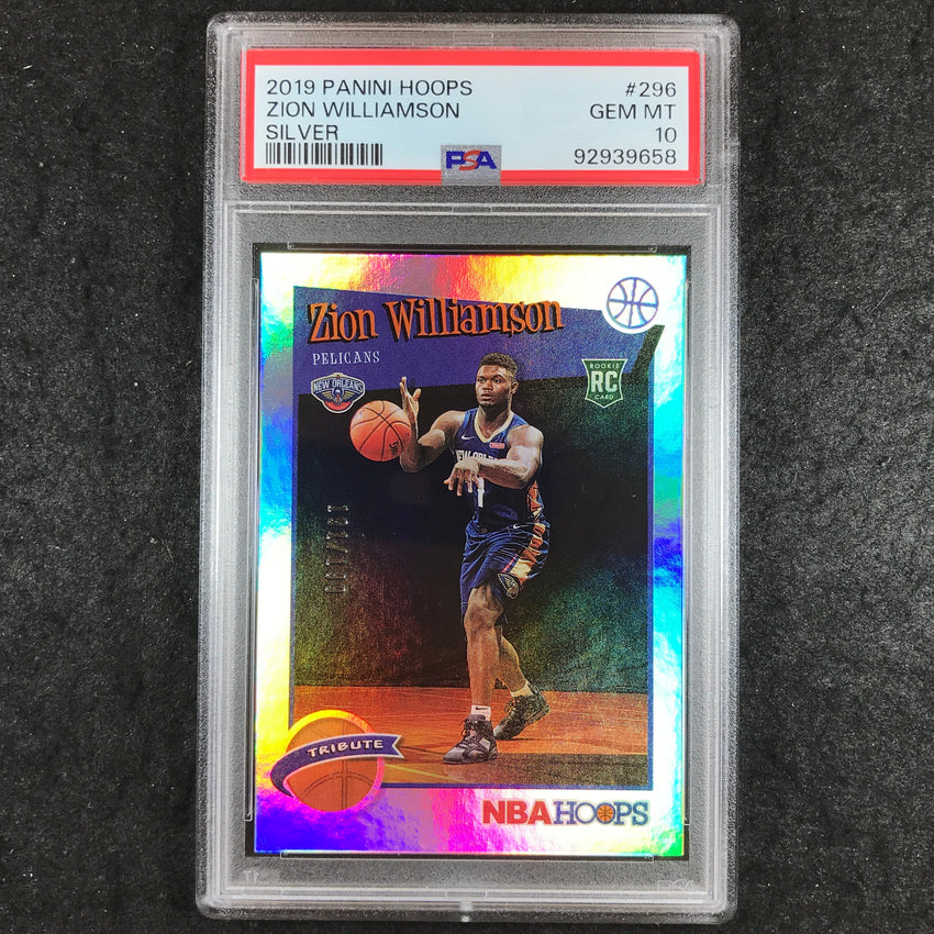 2019 Hoops ZION WILLIAMSON Rookie Tribute Silver 191/199 #296 PSA 10 (658)