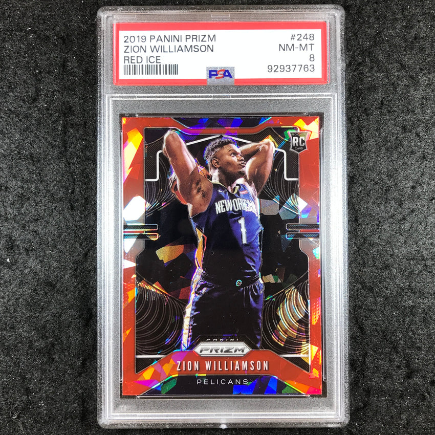 2019 Panini Prizm ZION WILLIAMSON Rookie Red Ice #248 PSA 8 (763)