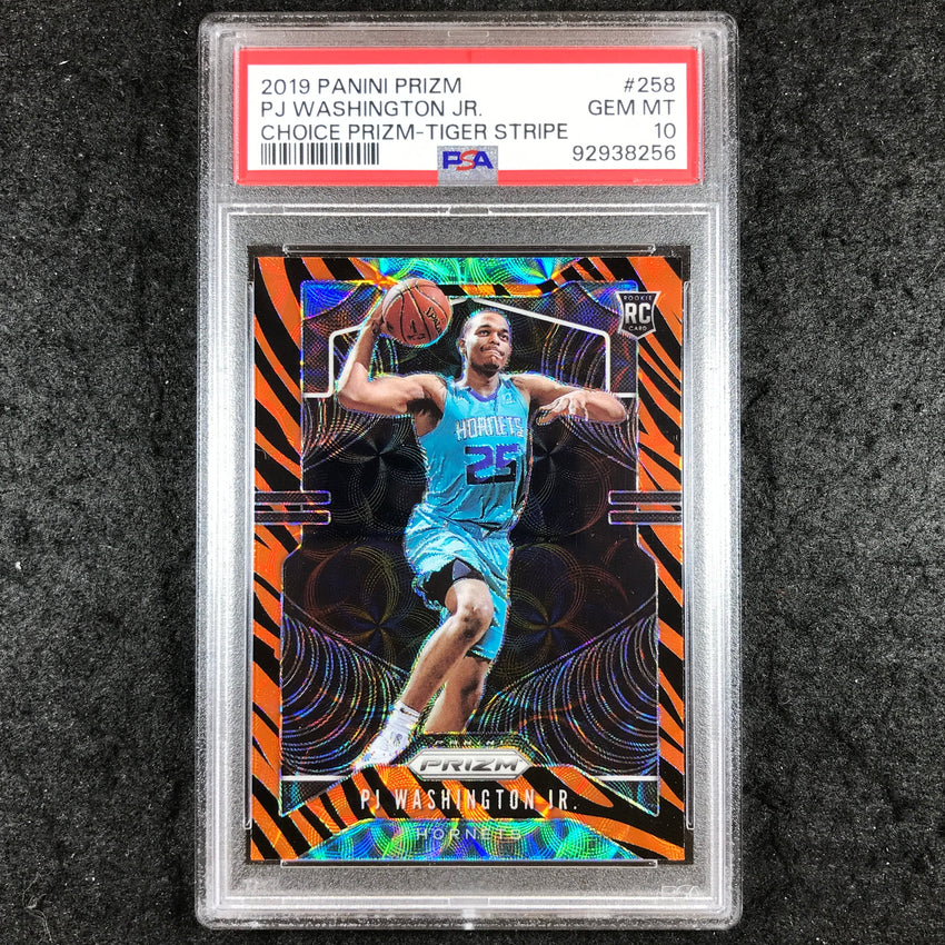 2019 Panini Prizm PJ WASHINGTON JR. Rookie Choice Tiger Stripe #258 PSA 10 (256)