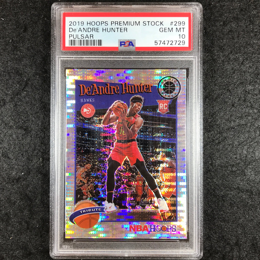 2019 Panini Hoops Premium Stock DE'ANDRE HUNTER Rookie Pulsar #299 PSA 10 (729)