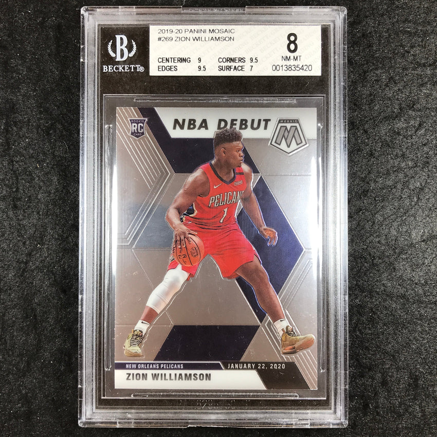 2019 Panini Mosaic ZION WILLIAMSON Rookie NBA Debut Base #269 BGS 8 (420)