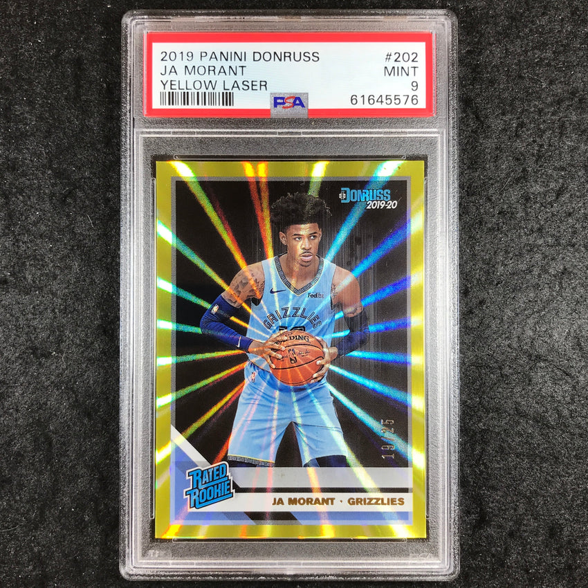 2019 Panini Donruss JA MORANT Rated Rookie Yellow Laser 19/25 #202 PSA 9 (576)