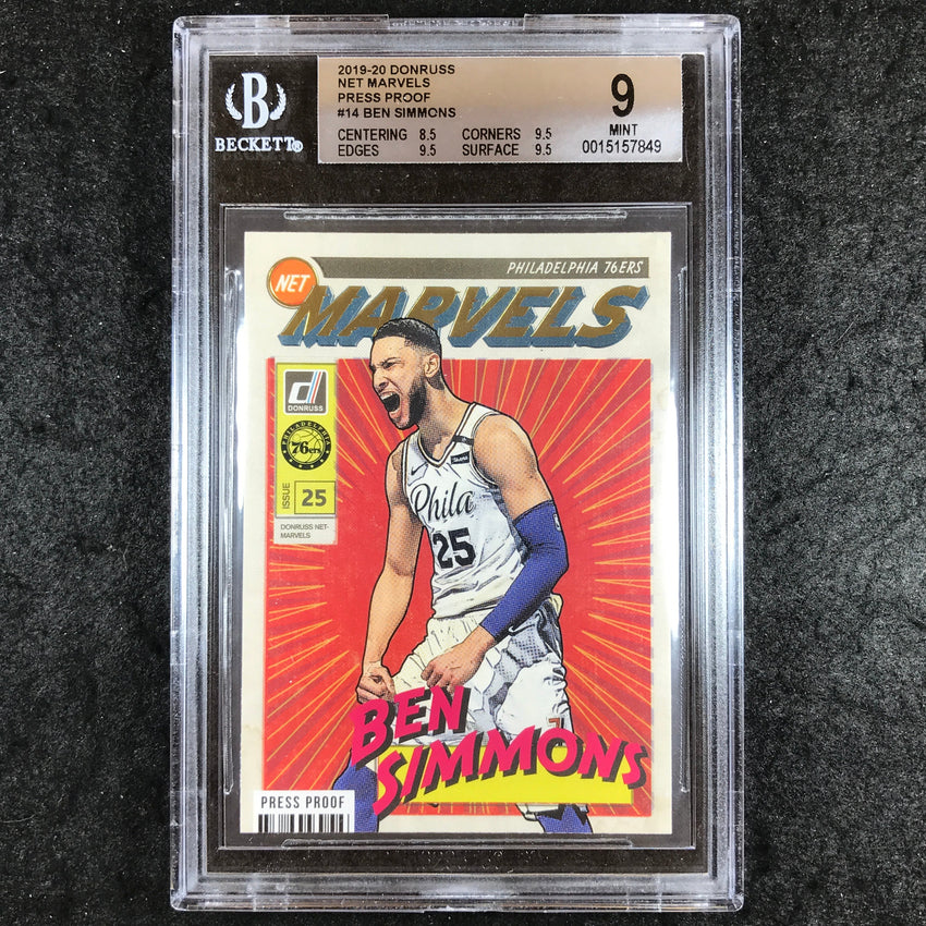 2019 Donruss BEN SIMMONS Net Marvels Press Proof #14 BGS 9 (849)