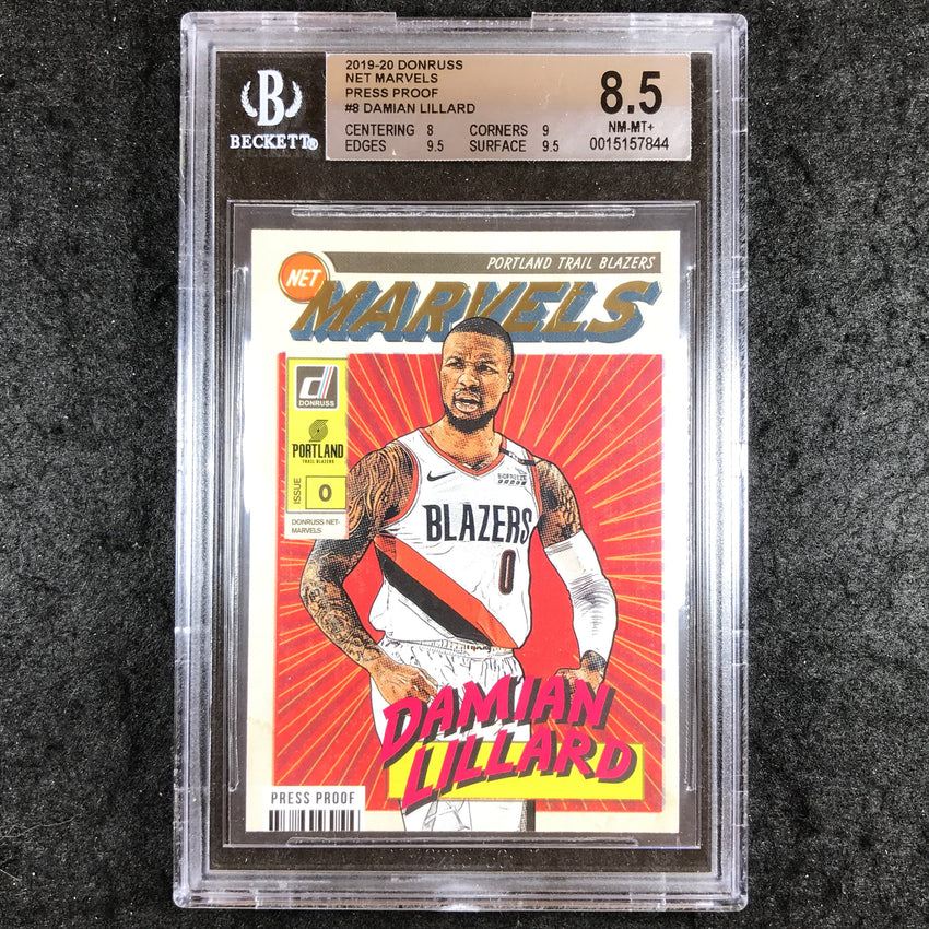 2019 Donruss DAMIAN LILLARD Net Marvels Press Proof #8 BGS 8.5 (844)