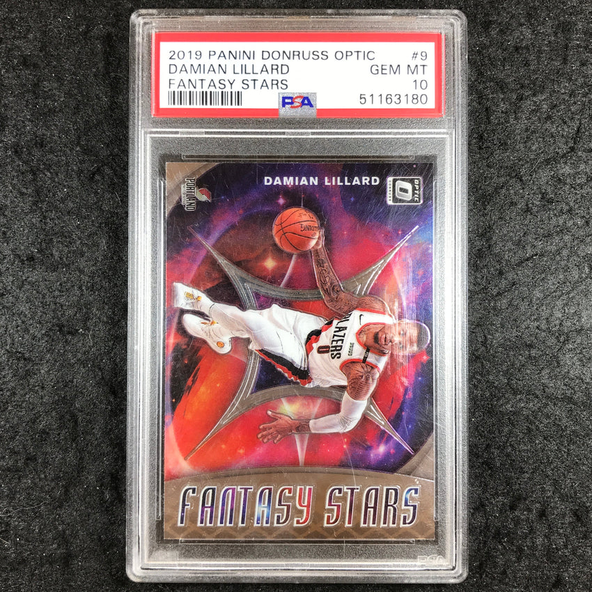 2019 Panini Donruss Optic DAMIAN LILLARD Fantasy Stars #9 PSA 10 (180)