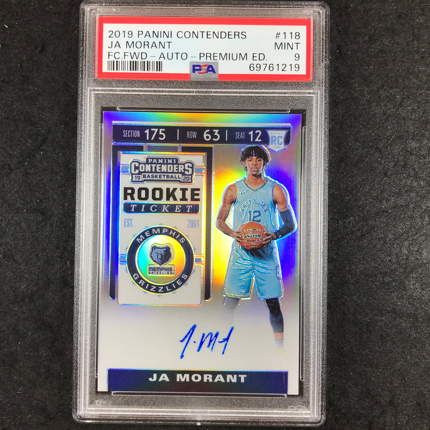 2019 Panini Contenders JA MORANT Rookie Ticket Auto Premium Ed. #118 PSA 9 (219)