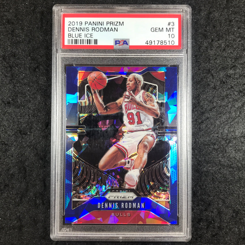 2019 Panini Prizm DENNIS RODMAN Blue Ice 97/99 #3 PSA 10 (510)