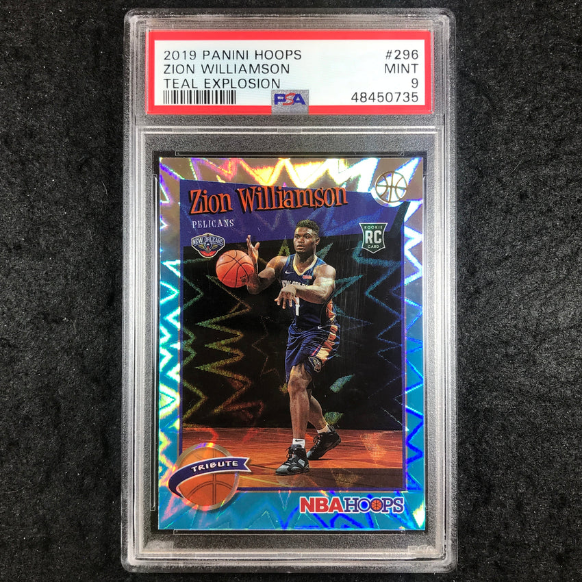 2019 Panini Hoops ZION WILLIAMSON Rookie Teal Explosion #296 PSA 9 (735)