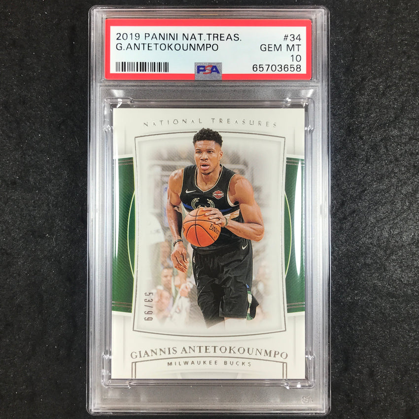 2019 Panini National Treasures GIANNIS ANTETOKOUNMPO Base 53/99 #34 PSA 10 (658)