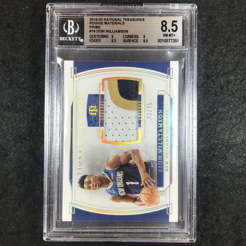 2019 National Treasures ZION WILLIAMSION Rookie Materials 23/25 BGS 8.5 (351)