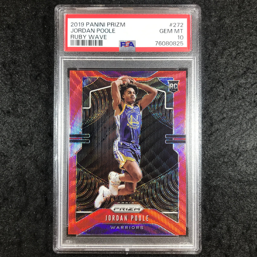 2019 Prizm JORDAN POOLE Rookie Ruby Wave #272 PSA 10 (825)