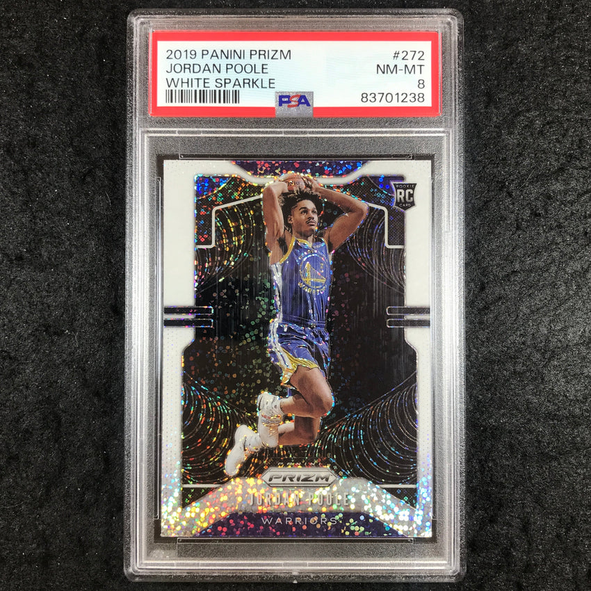 2019 Panini Prizm JORDAN POOLE Rookie White Sparkle #272 PSA 8 (238)