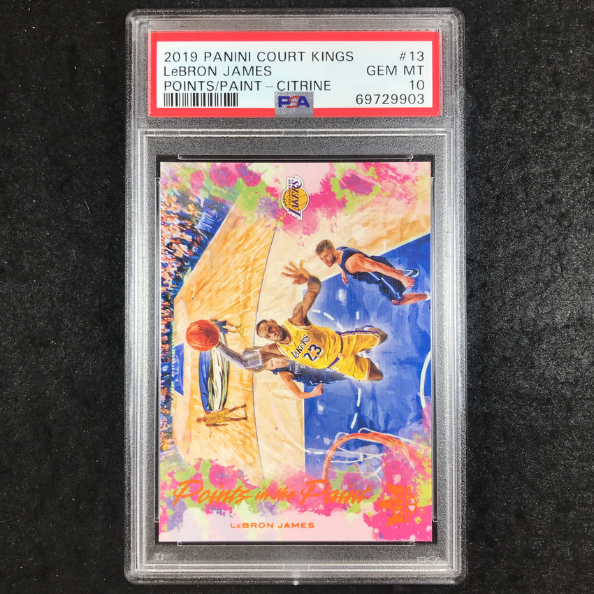 2019 Court Kings LEBRON JAMES Points in the Paint Citrine 39/49 #13 PSA 10 (903)