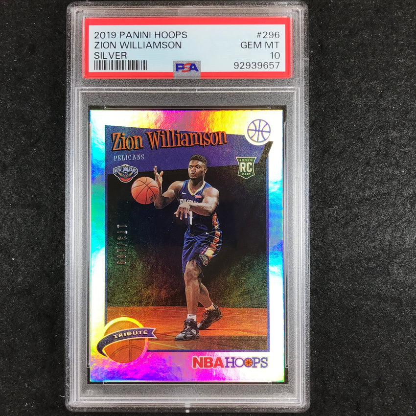 2019 Hoops ZION WILLIAMSON Rookie Tribute Silver 173/199 #296 PSA 10 (657)