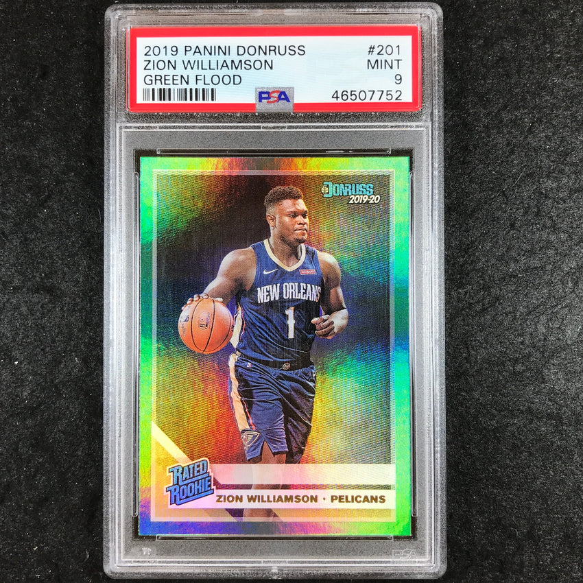 2019 Panini Donruss ZION WILLIAMSON Rookie Green Flood #201 PSA 9 (752)
