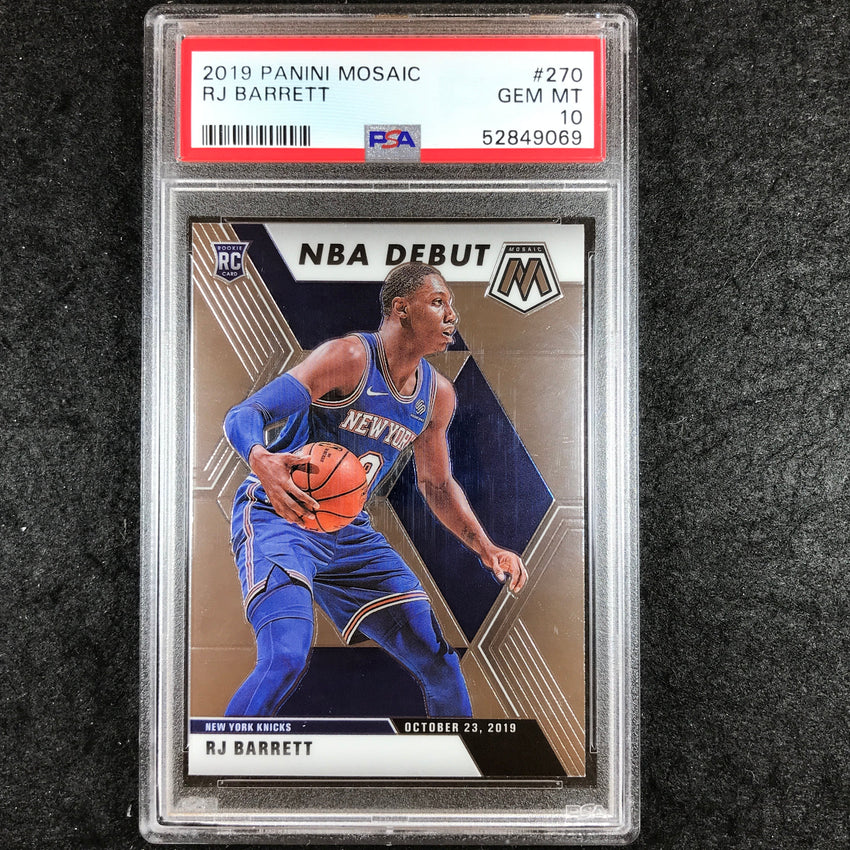 2019 Panini Mosaic RJ BARRETT Rookie Base NBA Debut #270 PSA 10 (069)