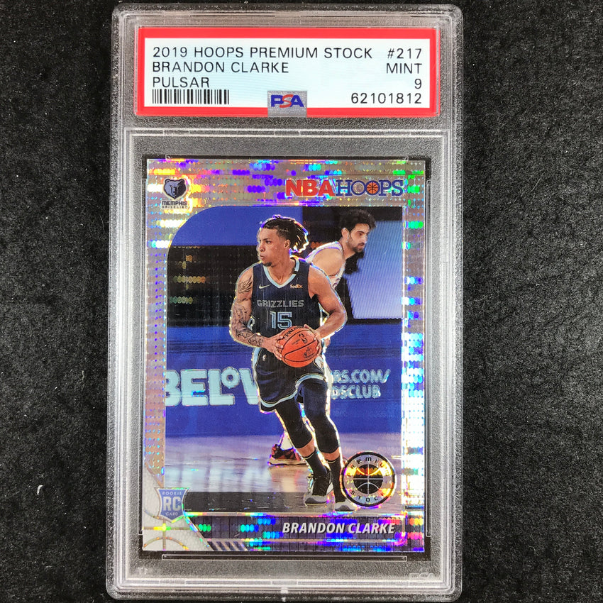 2019 Panini Hoops Premium Stock BRANDON CLARKE Rookie Pulsar #217 PSA 9 (812)