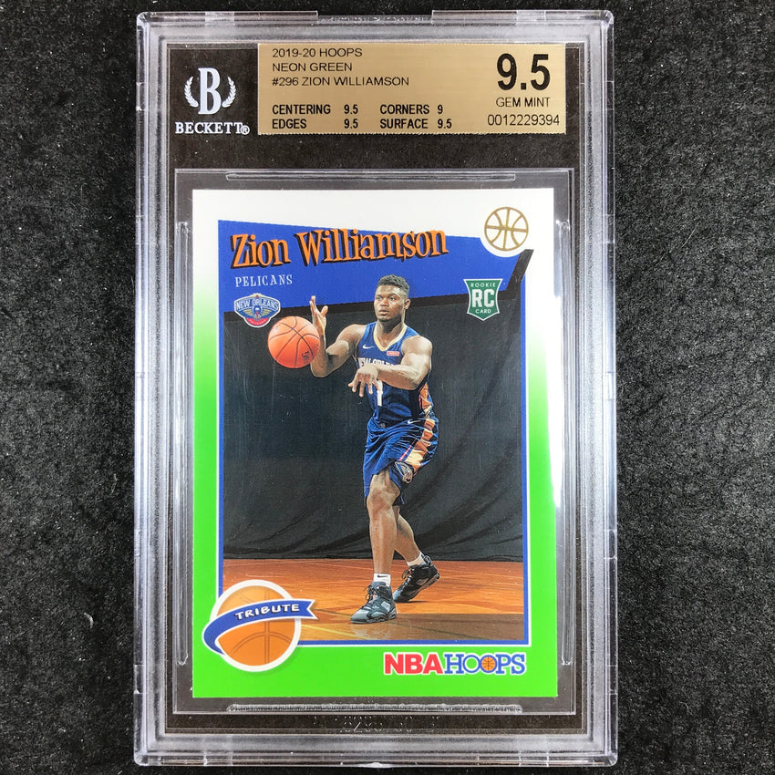 2019 Hoops ZION WILLIAMSON Rookie Neon Green #296 BGS 9.5 (394)