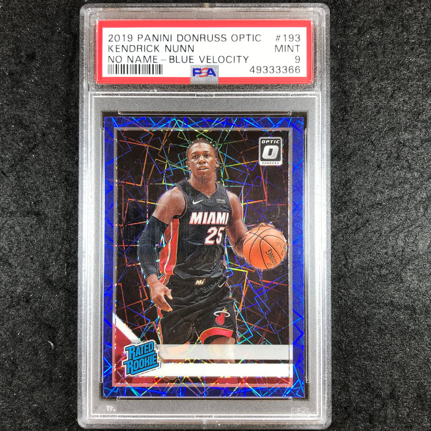 2019 Donruss Optic KENDRICK NUNN Rookie No Name Blue Velocity #193 PSA 9 (366)
