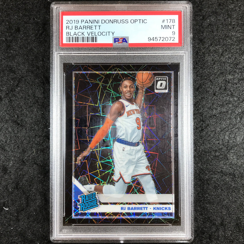 2019 Panini Donruss Optic RJ BARRETT Rookie Black Velocity 6/39 #178 PSA 9 (072)