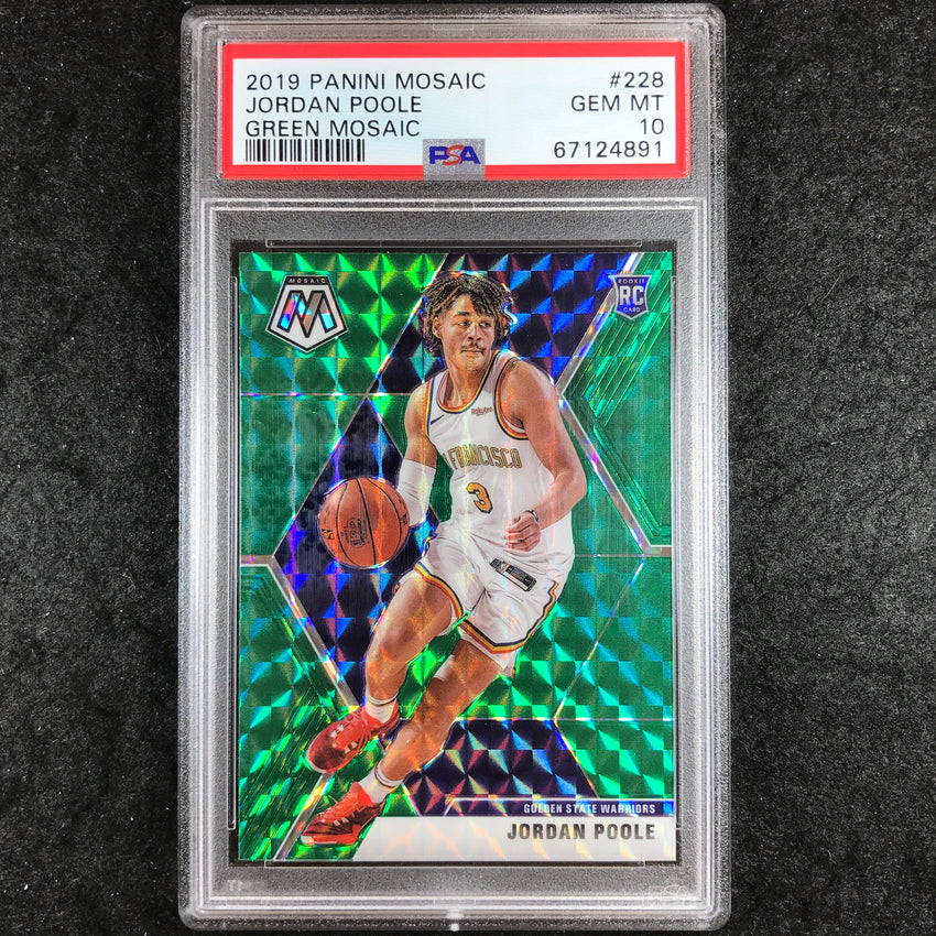 2019 Panini Mosaic JORDAN POOLE Rookie Green Mosaic #228 PSA 10 (891)