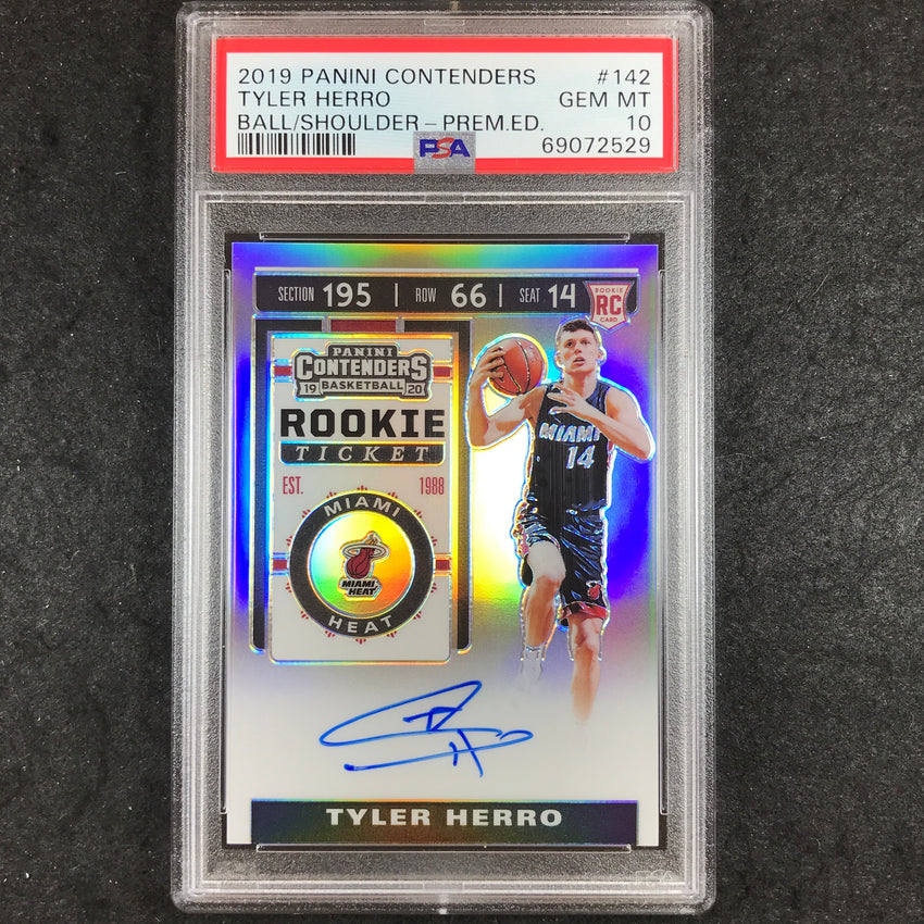 2019 Contenders TYLER HERRO Rookie Ticket Auto Premium Ed. #142 PSA 10 (529)