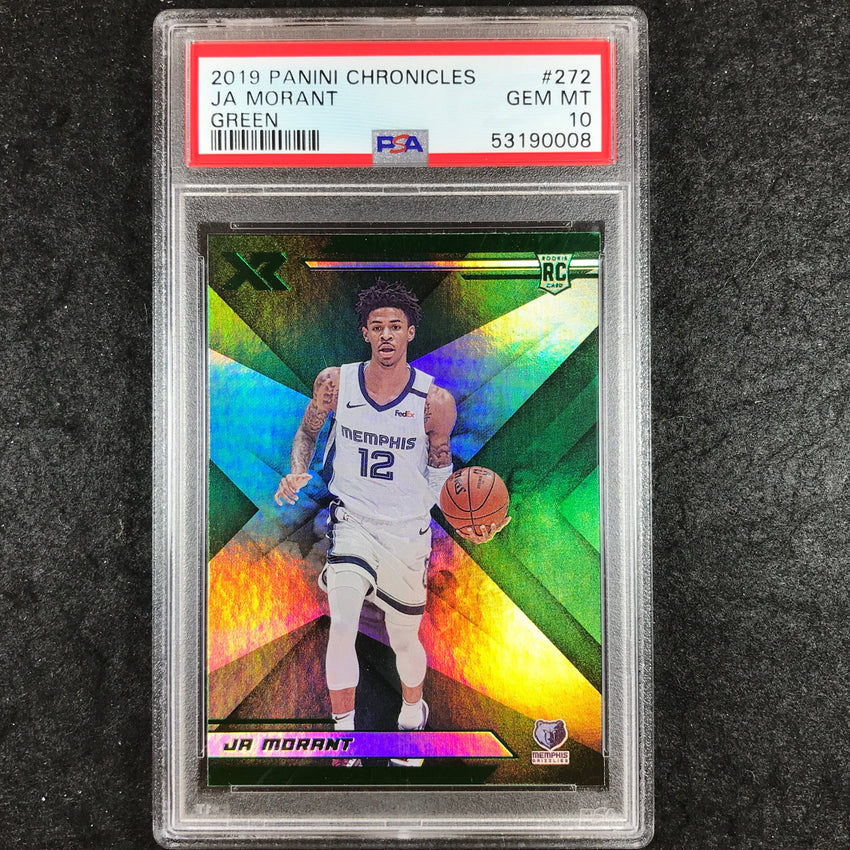 2019 Panini Chronicles JA MORANT Rookie XR Green #272 PSA 10 (008)