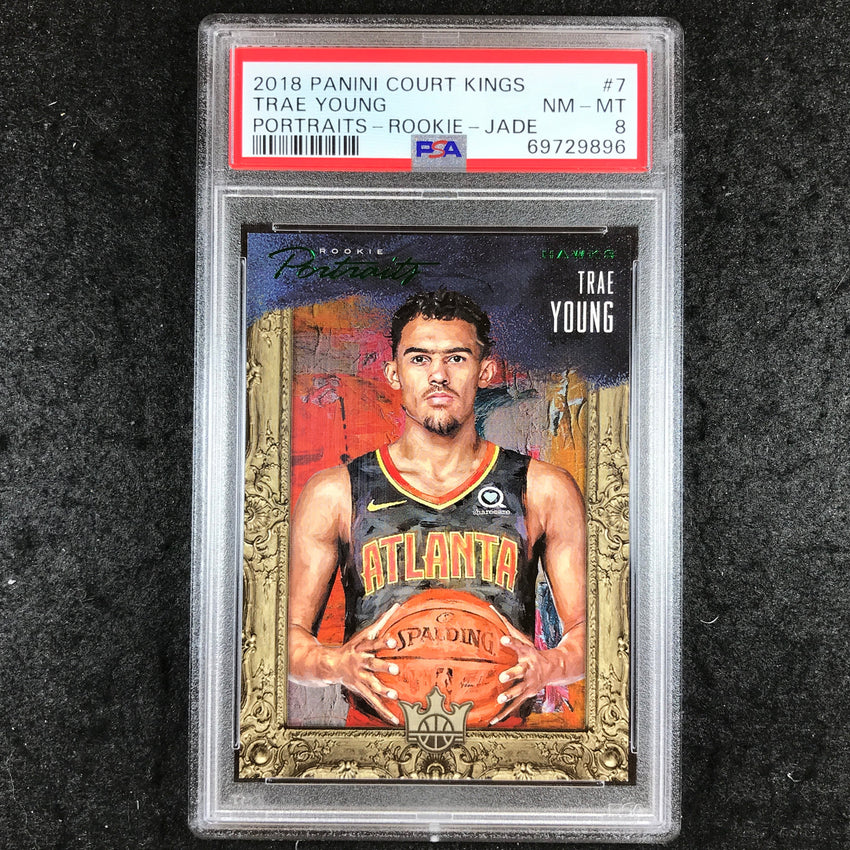 2018 Panini Court Kings TRAE YOUNG Rookie Portraits Jade 6/35 #7 PSA 8 (896)