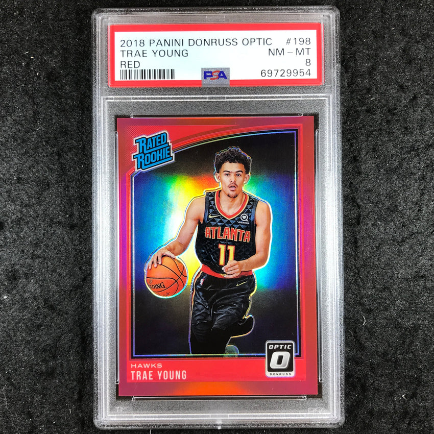 2018 Panini Donruss Optic TRAE YOUNG Rated Rookie Red 51/99 #198 PSA 8 (954)