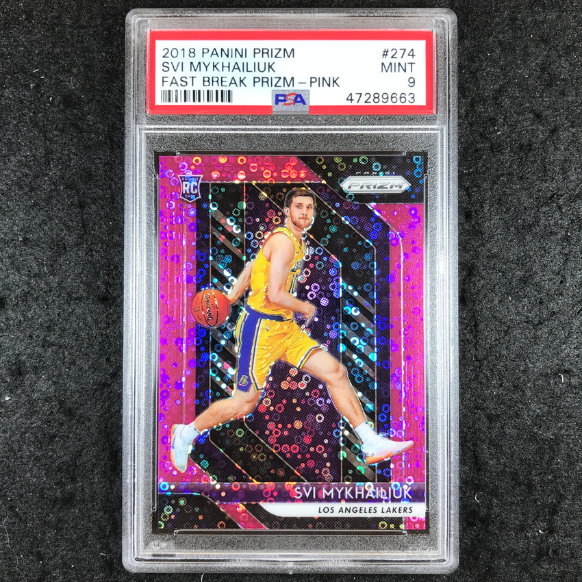 2018 Panini Prizm SVI MYKHAILIUK Rookie Fast Break Pink 15/50 #274 PSA 9 (663)