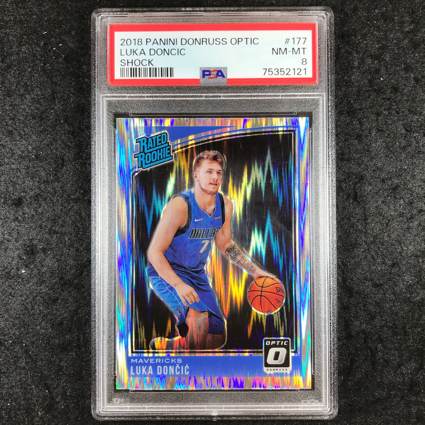 2018 Panini Donruss Optic LUKA DONCIC Rated Rookie Shock #177 PSA 8 (121)