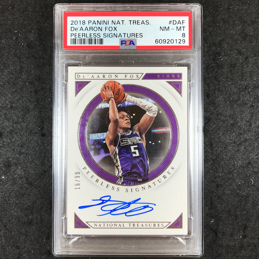 2018 National Treasures DE'AARON FOX Peerless Signatures Auto 16/99 PSA 8 (129)
