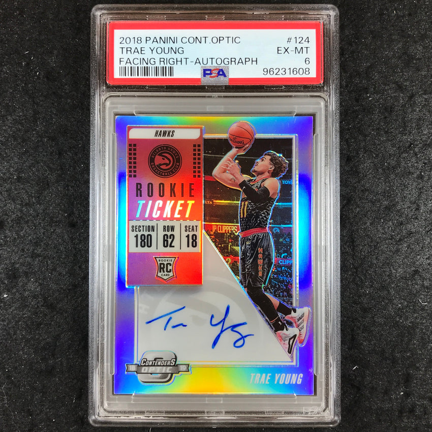 2018 Panini Contenders Optic TRAE YOUNG Rookie Ticket Autograph #124 PSA 6 (608)