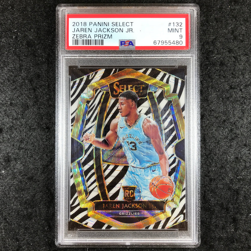 2018 Panini Select JAREN JACKSON JR. Rookie Zebra Prizm #132 PSA 9 (480)