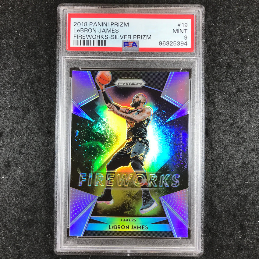 2018 Panini Prizm LEBRON JAMES Fireworks Silver #19 PSA 9 (394)