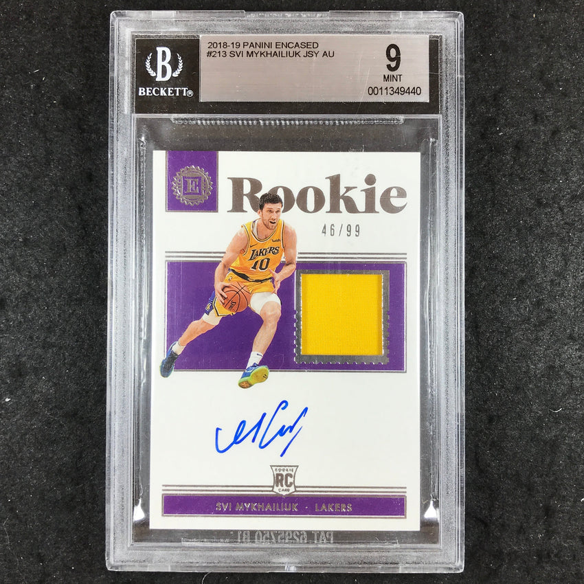 2018 Panini Encased SVI MYKHAILIUK Rookie Jersey Auto 46/99 #213 BGS 9 (440)