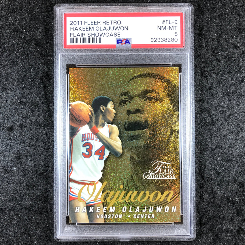 2011 Fleer Retro HAKEEM OLAJUWON Flair Showcase 122/150 #FL-9 PSA 8 (280)