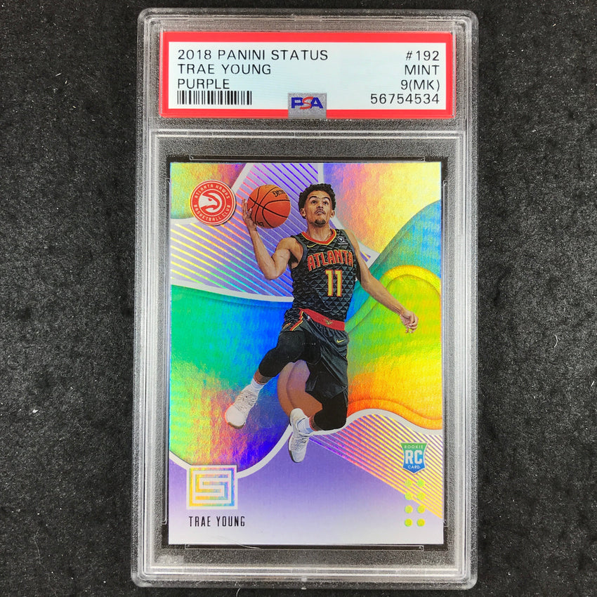 2018 Panini Status TRAE YOUNG Rookie Purple #192 PSA 9 MK (534)